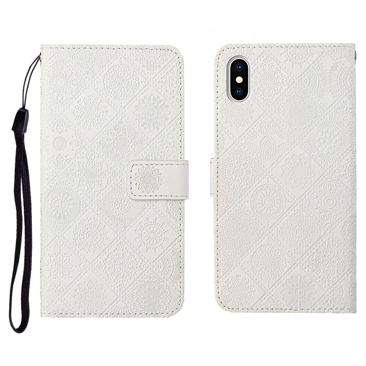 

Ethnic Style Embossed Pattern Horizontal Flip Leather Case with Holder & Card Slots & Wallet & Lanyard For iPhone XS Max(White)