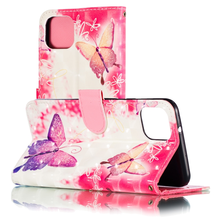 

For Google Pixel 4XL 3D Pattern Colored Drawing Horizontal Flip Leather Case with Holder & Card Slots & Wallet & Lanyard(Pink Butterfly)
