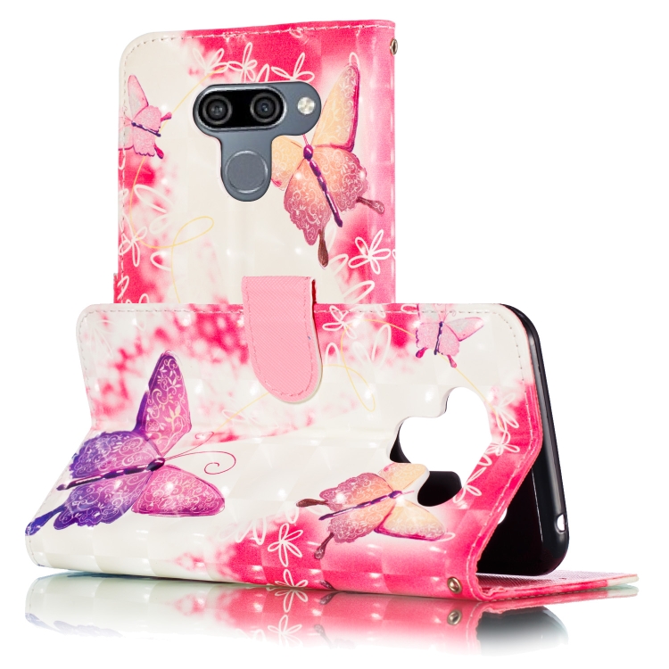 

For LG K50 3D Pattern Colored Drawing Horizontal Flip Leather Case with Holder & Card Slots & Wallet & Lanyard(Pink Butterfly)