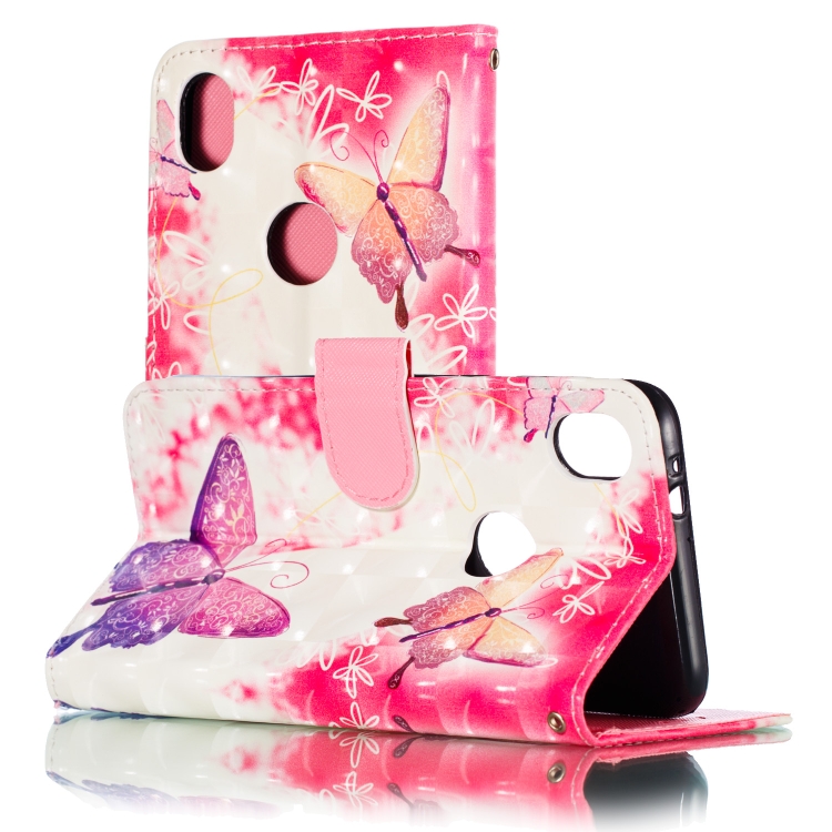 

For Motorola MOTO E6 3D Pattern Colored Drawing Horizontal Flip Leather Case with Holder & Card Slots & Wallet & Lanyard(Pink Butterfly)