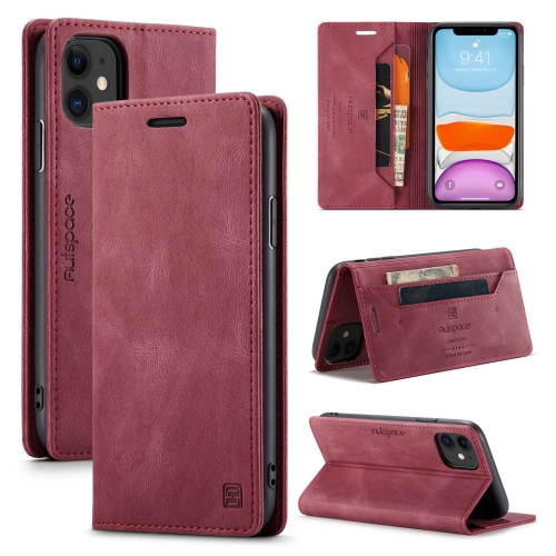 

AutSpace A01 Retro Skin-feel Crazy Horse Texture Horizontal Flip Leather Case with Holder & Card Slots & Wallet & RFID For iPhone 11 Pro(Wine Red)