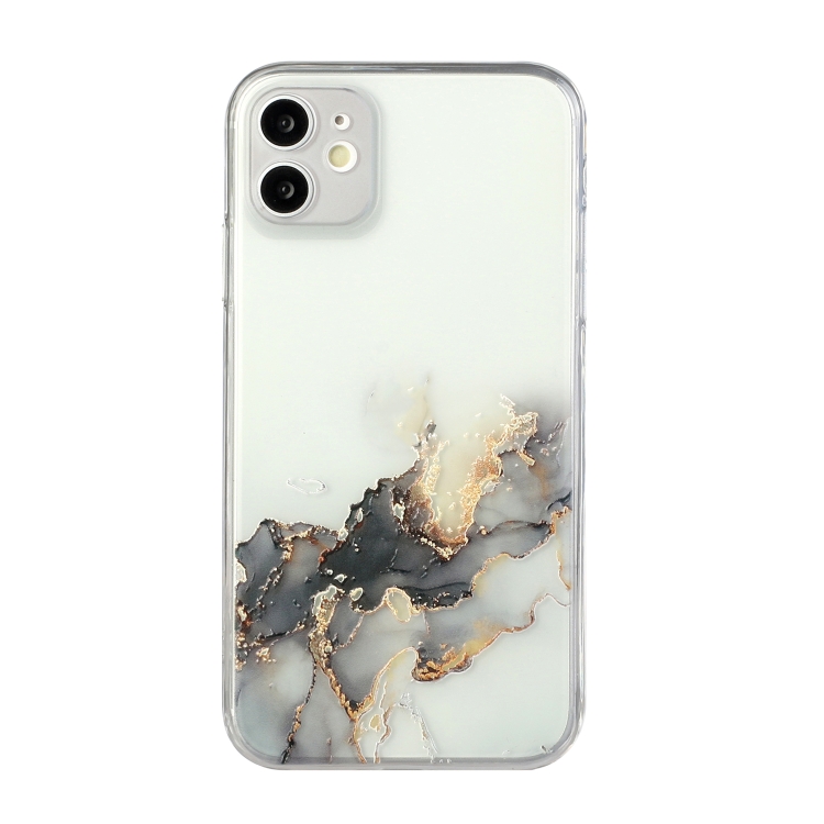 

Hollow Marble Pattern TPU Straight Edge Fine Hole Protective Case For iPhone 12(Black)