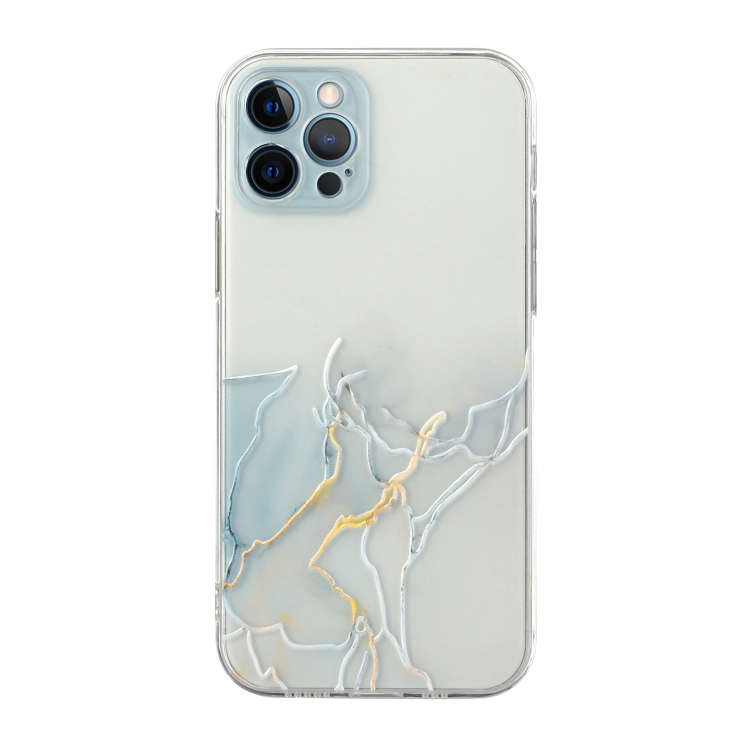 

Hollow Marble Pattern TPU Straight Edge Fine Hole Protective Case For iPhone 12 Pro(Grey)
