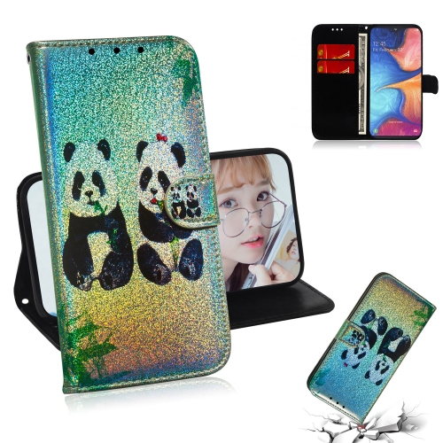 

For Galaxy M30s Colored Drawing Pattern Colorful Magnetic Buckle Horizontal Flip PU Leather Case with Holder & Card Slots & Wallet & Lanyard(Two Pandas)