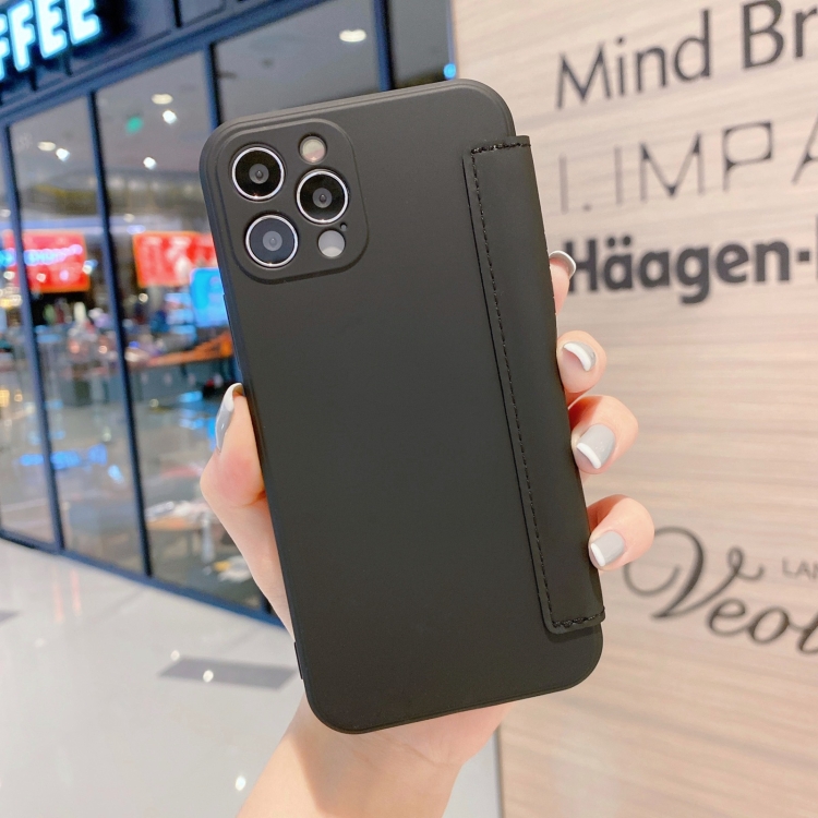 

Imitate Liquid Silicone Horizontal Flip Leather Case with Card Slots For iPhone 12 Mini(Black)