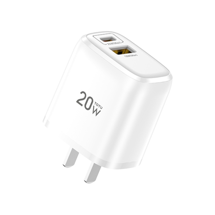 

TOTUDESIGN JSY-PD025C Rhinoceros Series 20W Type-C / USB-C + USB Travel Charger Power Adapter, CN Plug(White)