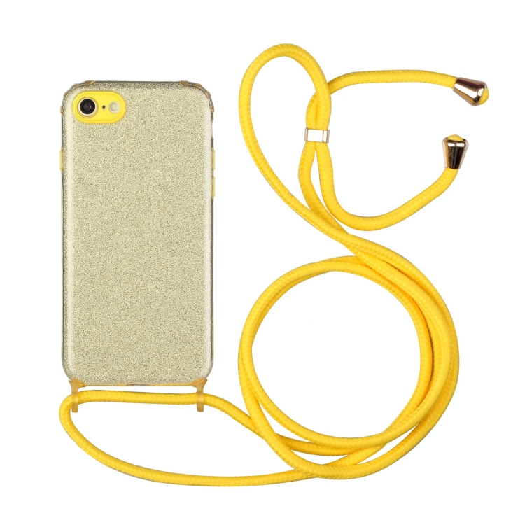 

Glitter Powder Shockproof TPU Protective Case with Lanyard For iPhone 6(Yellow)