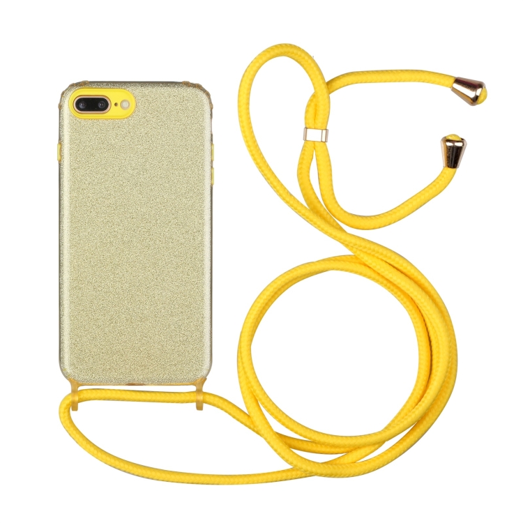

Glitter Powder Shockproof TPU Protective Case with Lanyard For iPhone 6 Plus(Yellow)