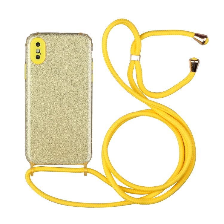 

Glitter Powder Shockproof TPU Protective Case with Lanyard For iPhone XS / X(Yellow)