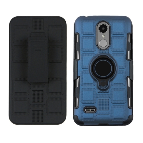 

For LG K8 (2017) EU Version 3 In 1 Cube PC + TPU Protective Case with 360 Degrees Rotate Black Ring Holder(Navy Blue)