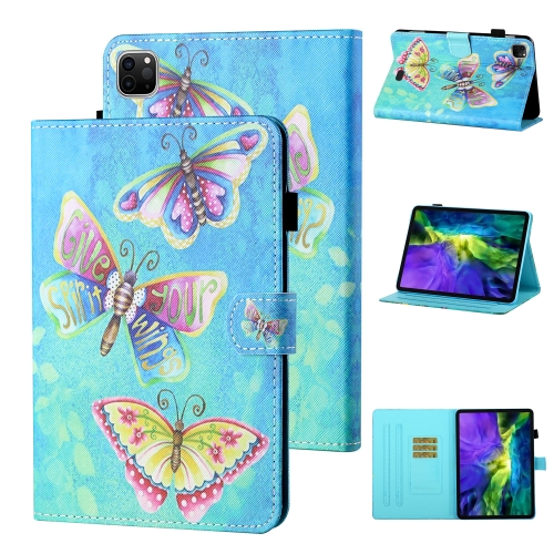 

Coloured Drawing Stitching Horizontal Flip Leather Case with Holder & Card Slot & Sleep / Wake-up Function For iPad Pro 11 (2020) / (2018)(Colorful Butterflies)