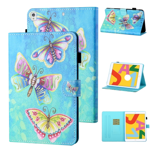 

Coloured Drawing Stitching Horizontal Flip Leather Case with Holder & Card Slot & Sleep / Wake-up Function For iPad 10.2 (2020) & (2019) / Air (2019)(Colorful Butterflies)