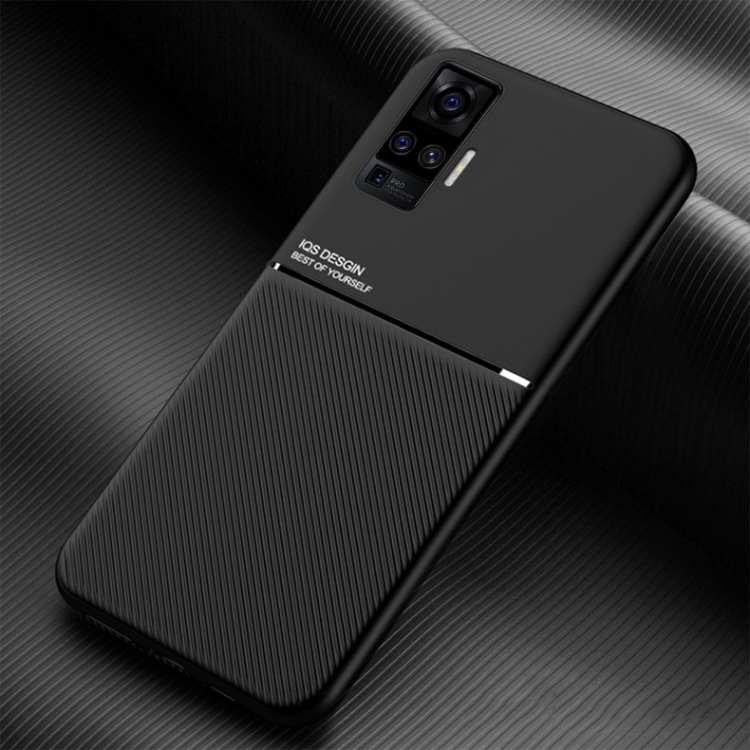 

For vivo X50 Pro Classic Tilt Strip Grain Magnetic Shockproof PC + TPU Case(Black)