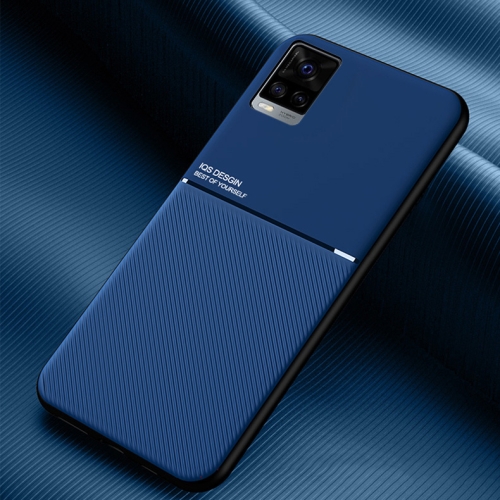 

For vivo V20 Classic Tilt Strip Grain Magnetic Shockproof PC + TPU Case(Blue)