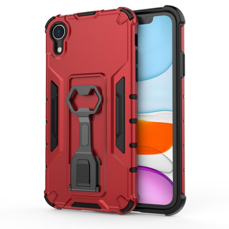 

Peacock Style PC + TPU Protective Case with Bottle Opener For iPhone XR(Red)