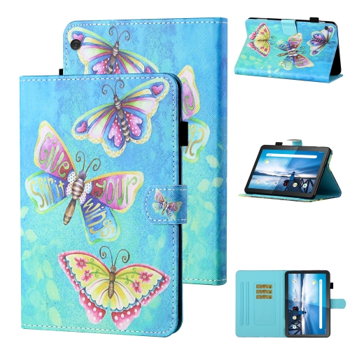 

For Lenovo Tab M10 X605F / X505F Coloured Drawing Stitching Horizontal Flip Leather Case with Holder & Card Slot(Colorful Butterflies)