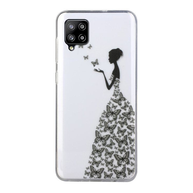 

For Samsung Galaxy A42 Coloured Drawing Pattern Transparent TPU Protective Case(Butterfly Girl)