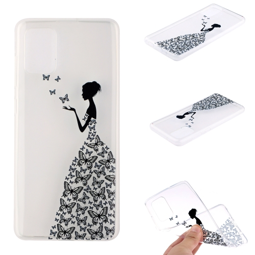 

For Samsung Galaxy S20 FE Coloured Drawing Pattern Transparent TPU Protective Case(Butterfly Girl)