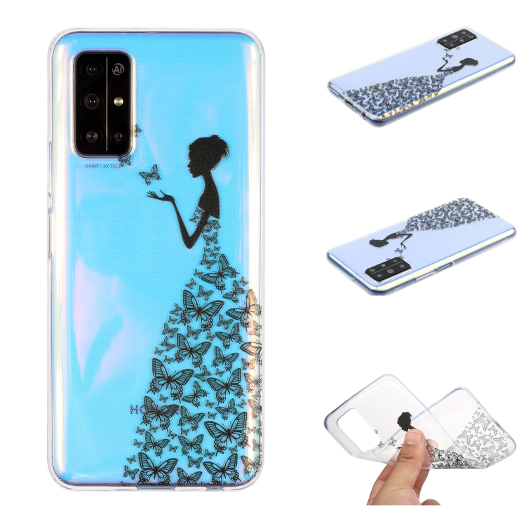 

For Xiaomi Mi 10T Coloured Drawing Pattern Transparent TPU Protective Case(Butterfly Girl)