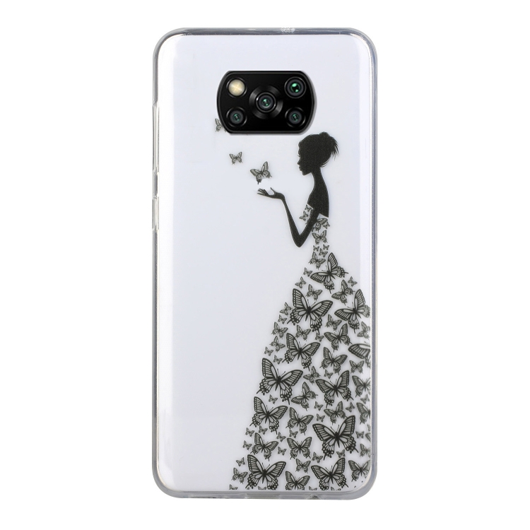

For Xiaomi Poco X3 Coloured Drawing Pattern Transparent TPU Protective Case(Butterfly Girl)
