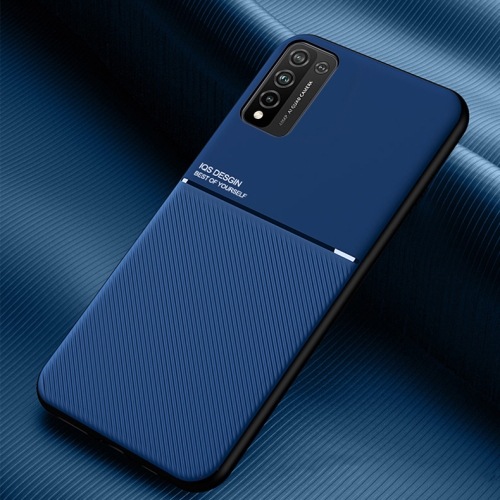 

For Huawei Honor 10X Lite Classic Tilt Strip Grain Magnetic Shockproof PC + TPU Case(Blue)