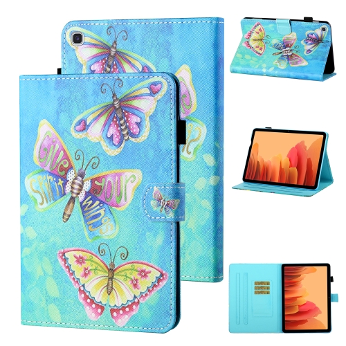 

For Samsung Galaxy Tab A7 10.4 (2020) T500/T505 Coloured Drawing Stitching Horizontal Flip Leather Case with Holder & Card Slot & Sleep / Wake-up Function(Colorful Butterflies)