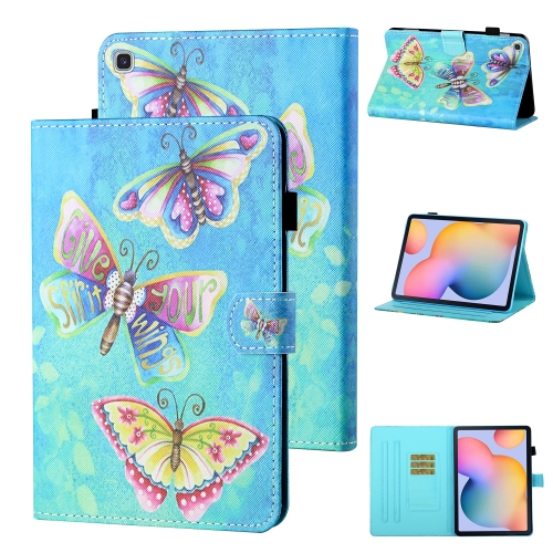 

For Samsung Galaxy Tab S6 Lite P610/P615 Coloured Drawing Stitching Horizontal Flip Leather Case with Holder & Card Slot & Sleep / Wake-up Function(Colorful Butterflies)