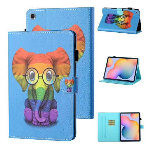 

For Samsung Galaxy Tab A 10.1 (2019) T510/T515 Coloured Drawing Stitching Horizontal Flip Leather Case with Holder & Card Slot (Colorful Elephant)