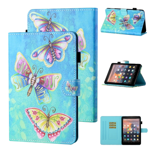 

For Amazon Kindle Paperwhite 4 / 3 / 2 / 1 Coloured Drawing Stitching Horizontal Flip Leather Case with Holder & Card Slot & Sleep / Wake-up Function(Colorful Butterflies)
