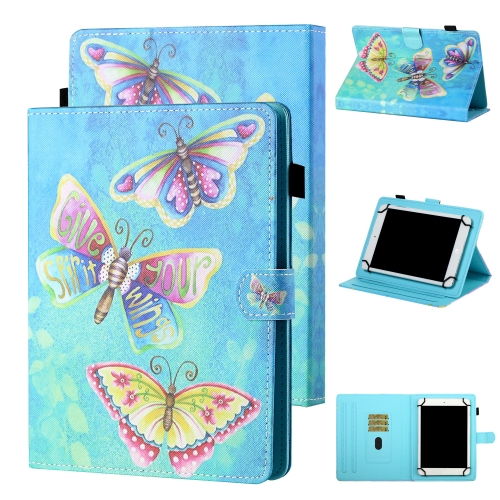 

For 7 inch Tablet Universal Coloured Drawing Stitching Horizontal Flip Leather Case with Holder & Card Slot(Colorful Butterflies)