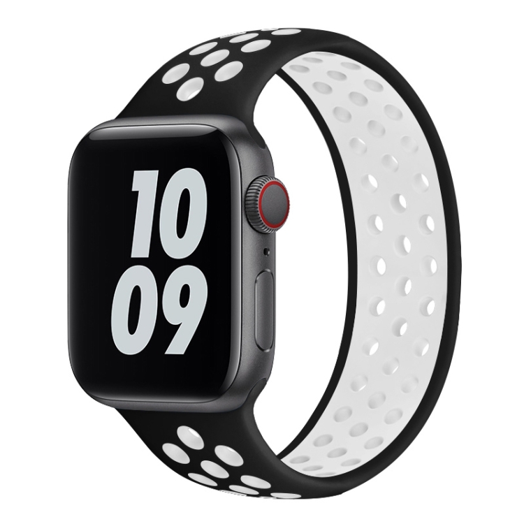 

Elastic Silicone Watchband For Apple Watch Series 6 & SE & 5 & 4 40mm / 3 & 2 & 1 38mm, Length:135mm(Black White)