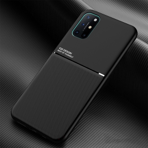 

For OnePlus 8T Classic Tilt Strip Grain Magnetic Shockproof PC + TPU Case(Black)