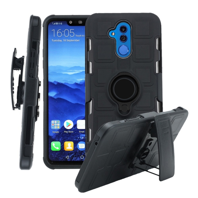 

For Huawei Mate 20 Lite 3 In 1 Cube PC + TPU Protective Case with 360 Degrees Rotate Black Ring Holder(Black)