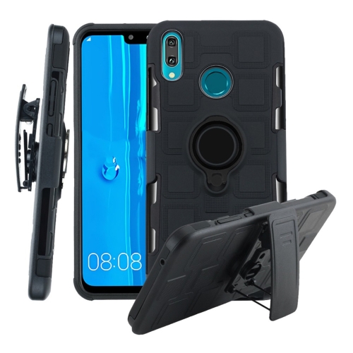 

For Huawei Y9 (2019) / Enjoy 9 Plus 3 In 1 Cube PC + TPU Protective Case with 360 Degrees Rotate Black Ring Holder(Black)