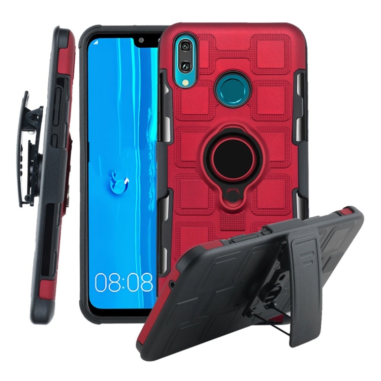 

For Huawei Y9 (2019) / Enjoy 9 Plus 3 In 1 Cube PC + TPU Protective Case with 360 Degrees Rotate Black Ring Holder(Red)