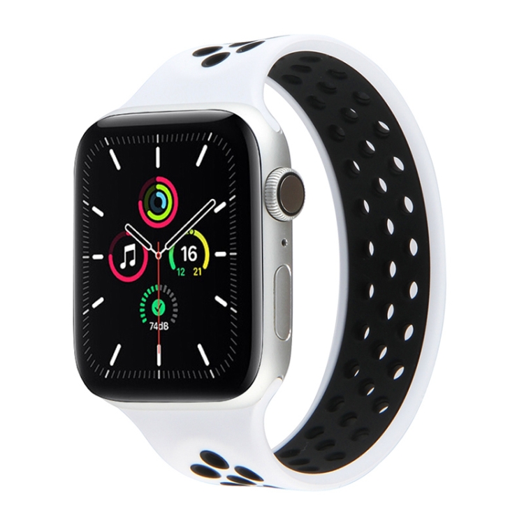 

Elastic Silicone Watchband For Apple Watch Series 6 & SE & 5 & 4 40mm / 3 & 2 & 1 38mm, Length: 160mm(White Black)