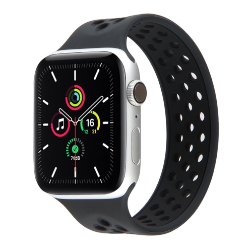 

Elastic Silicone Watchband For Apple Watch Series 7 45mm / 6 & SE & 5 & 4 44mm / 3 & 2 & 1 42mm, Length: 170mm(Black)