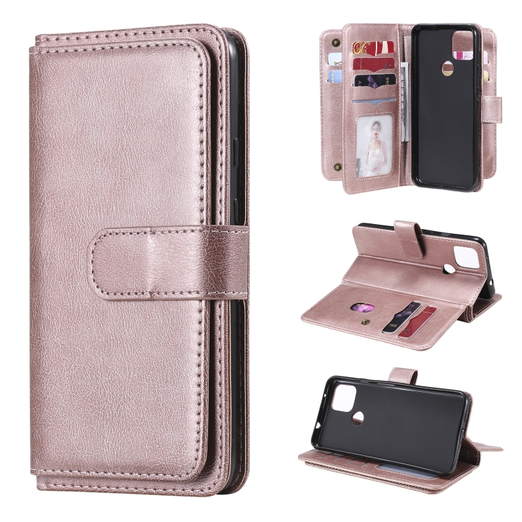 

For Google Pixel 5 XL Multifunctional Magnetic Copper Buckle Horizontal Flip Leather Case with Bracket & 10 Card Slots & Wallet & Photo Frame(Rose Gold)