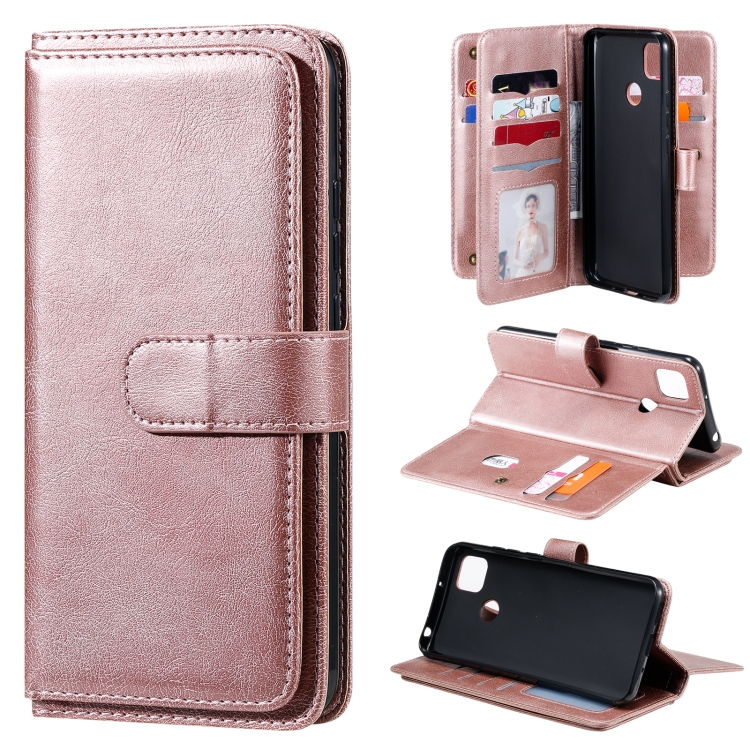

For Xiaomi Redmi 9C Multifunctional Magnetic Copper Buckle Horizontal Flip Leather Case with Bracket & 10 Card Slots & Wallet & Photo Frame(Rose Gold)