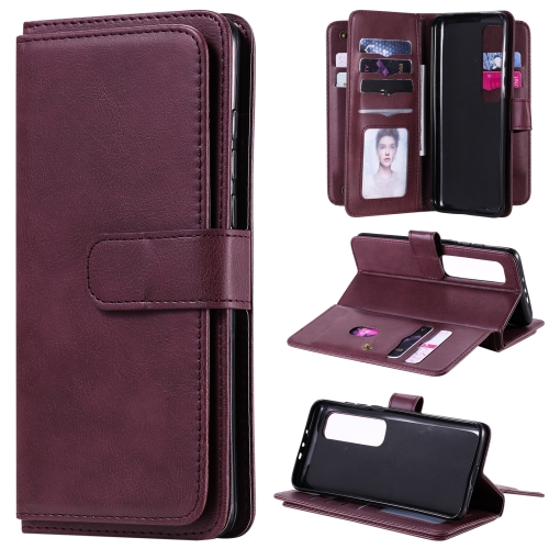 

For Xiaomi Mi 10 Ultra Multifunctional Magnetic Copper Buckle Horizontal Flip Leather Case with Bracket & 10 Card Slots & Wallet & Photo Frame(Wine Red)