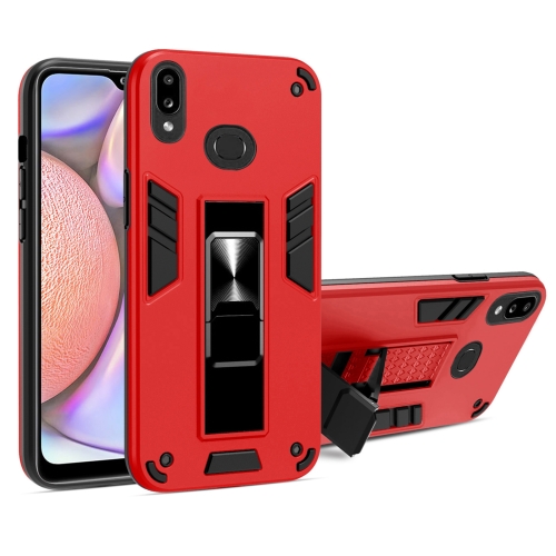 

For Samsung Galaxy A10s 2 in 1 PC + TPU Shockproof Protective Case with Invisible Holder(Red)