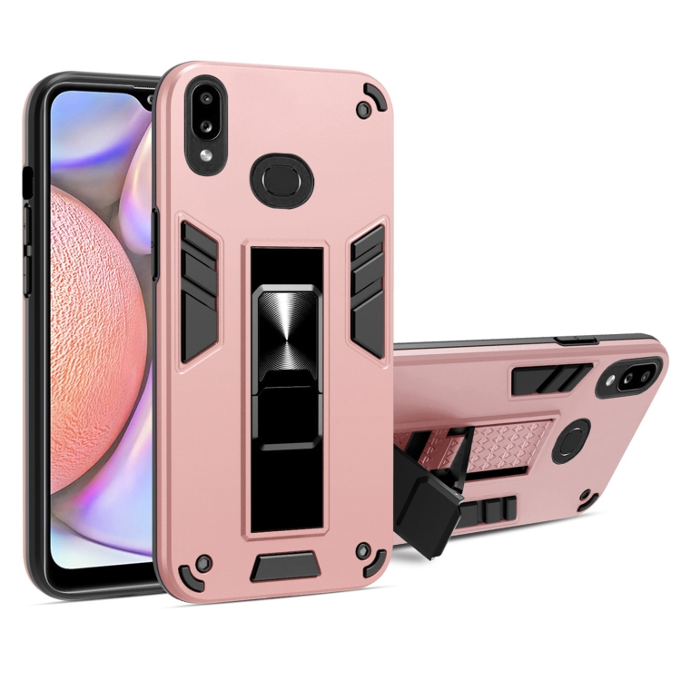 

For Samsung Galaxy A10s 2 in 1 PC + TPU Shockproof Protective Case with Invisible Holder(Rose Gold)