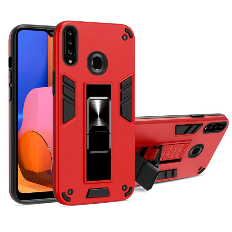 

For Samsung Galaxy A20s 2 in 1 PC + TPU Shockproof Protective Case with Invisible Holder(Red)