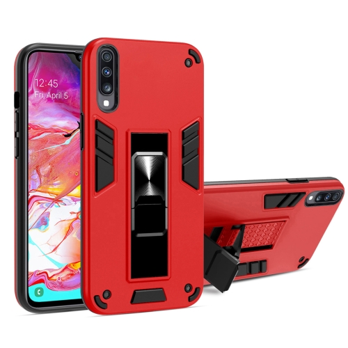 

For Samsung Galaxy A50 2 in 1 PC + TPU Shockproof Protective Case with Invisible Holder(Red)