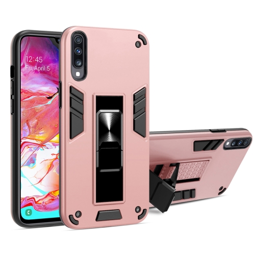 

For Samsung Galaxy A50 2 in 1 PC + TPU Shockproof Protective Case with Invisible Holder(Rose Gold)