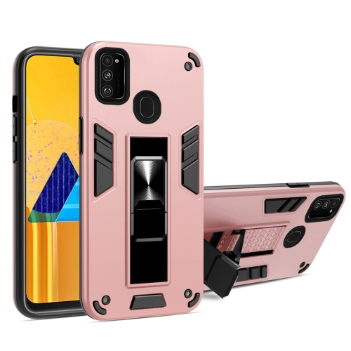 

For Samsung Galaxy M30s 2 in 1 PC + TPU Shockproof Protective Case with Invisible Holder(Rose Gold)