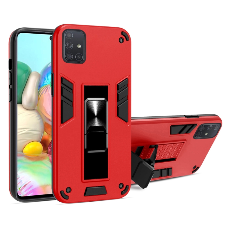 

For Samsung Galaxy M51 2 in 1 PC + TPU Shockproof Protective Case with Invisible Holder(Red)