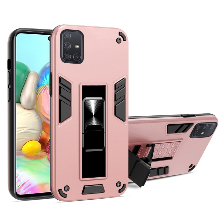 

For Samsung Galaxy M51 2 in 1 PC + TPU Shockproof Protective Case with Invisible Holder(Rose Gold)