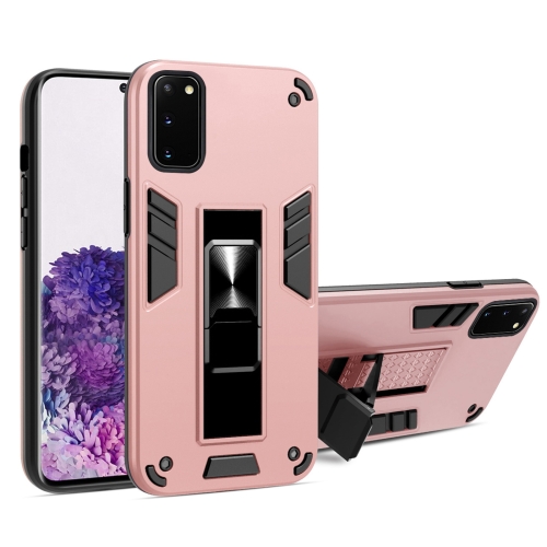 

For Samsung Galaxy S20 2 in 1 PC + TPU Shockproof Protective Case with Invisible Holder(Rose Gold)