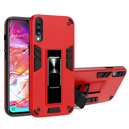 

For Samsung Galaxy A70 2 in 1 PC + TPU Shockproof Protective Case with Invisible Holder(Red)